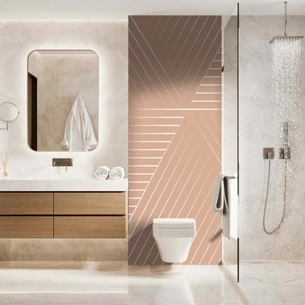Panneau WC graphique lignes douces