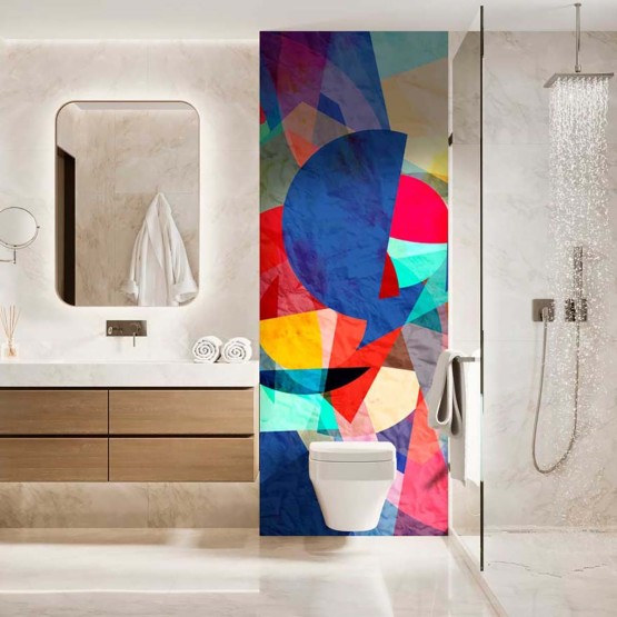 Panneau WC formes géométriques multicolores