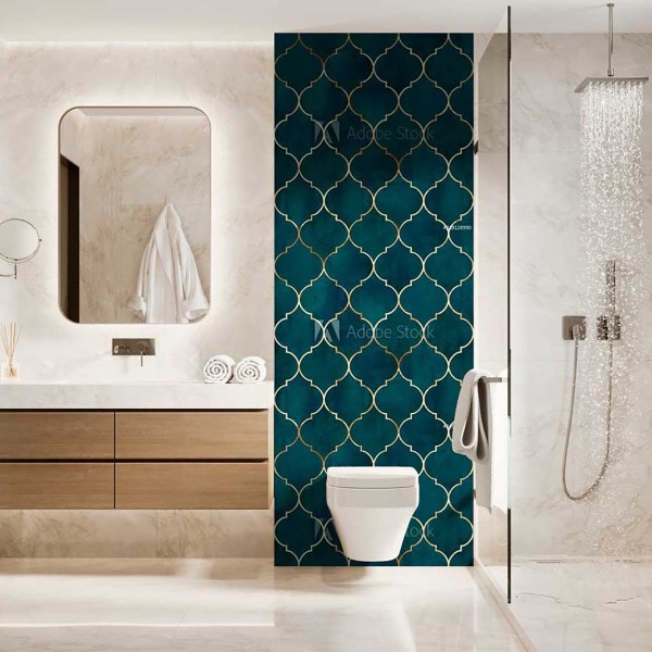 Panneau WC motif oriental chic