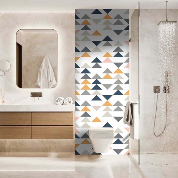 Panneau WC motifs triangulaires scandinaves