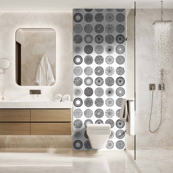 Panneau WC fleurs graphiques scandinaves