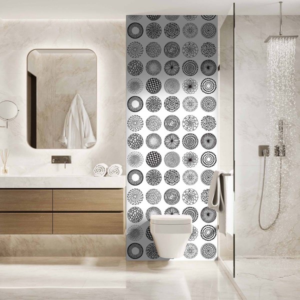 Panneau WC fleurs graphiques scandinaves