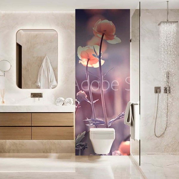 Panneau WC petites fleurs