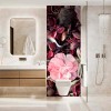Panneau WC fleurs séchées tons roses
