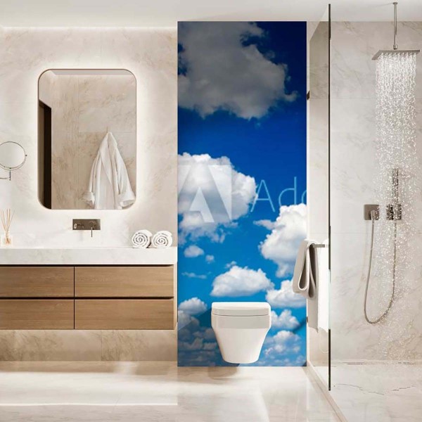 Panneau WC ciel et nuages