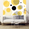 Papier peint design sphérique jaune et noir