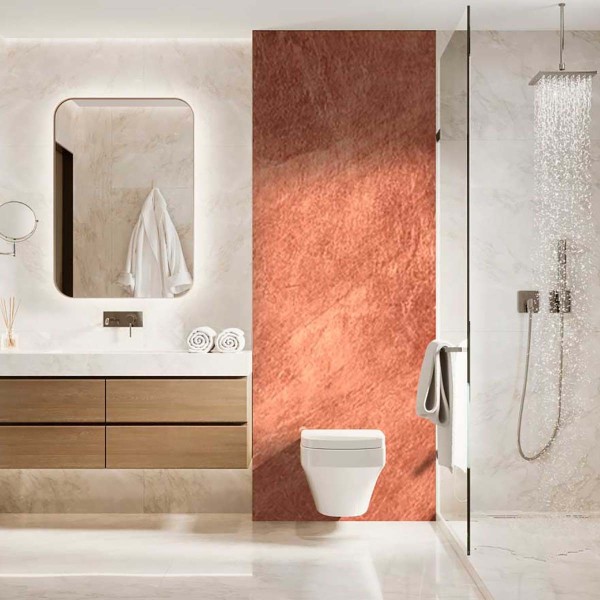 Panneau WC effet cuivre ou terracotta