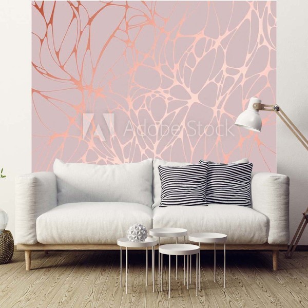 Papier peint design rose nacré