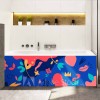 Tablier de baignoire florale et au design graphique bleue et rose