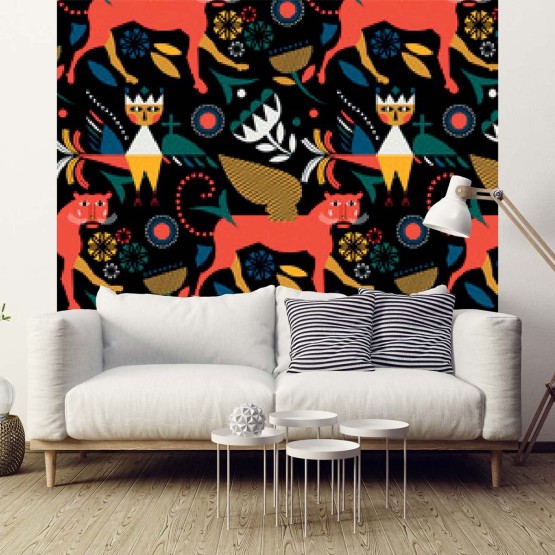 Papier peint dessin style scandinave