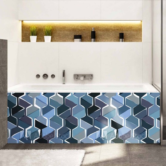 Tablier de baignoire style géométrique tons bleus