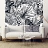 Papier peint feuilles design tropical noir et blanc