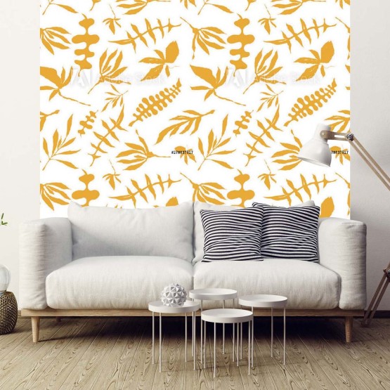 Papier peint mix de feuilles jaunes
