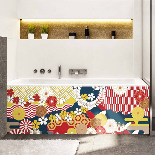 Tablier de baignoire graphique et florale
