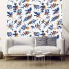 Papier peint mix de feuilles bleues et oranges