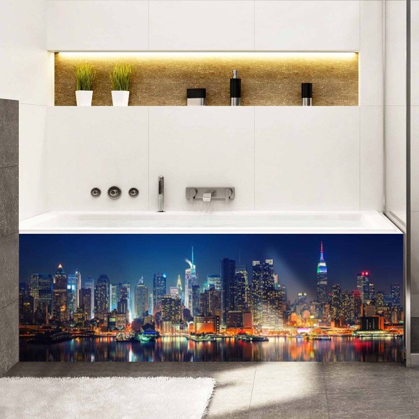 Tablier de baignoire vue de New YorK illuminée la nuit