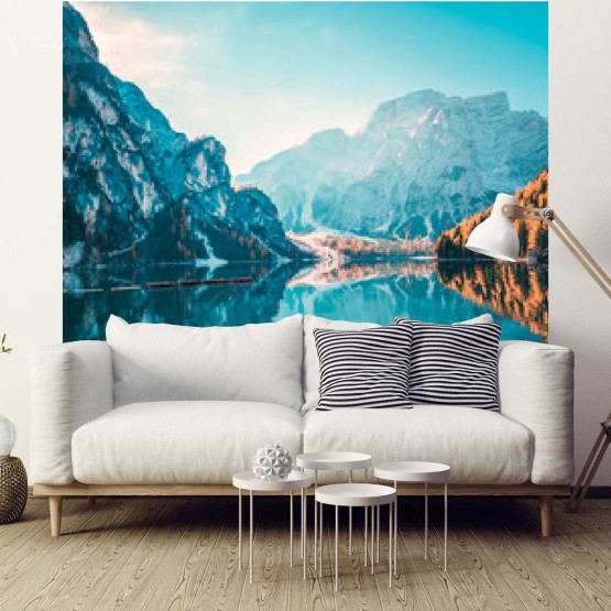 Papier peint paysage de lac en montagnes