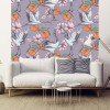Papier peint fruits et oiseaux