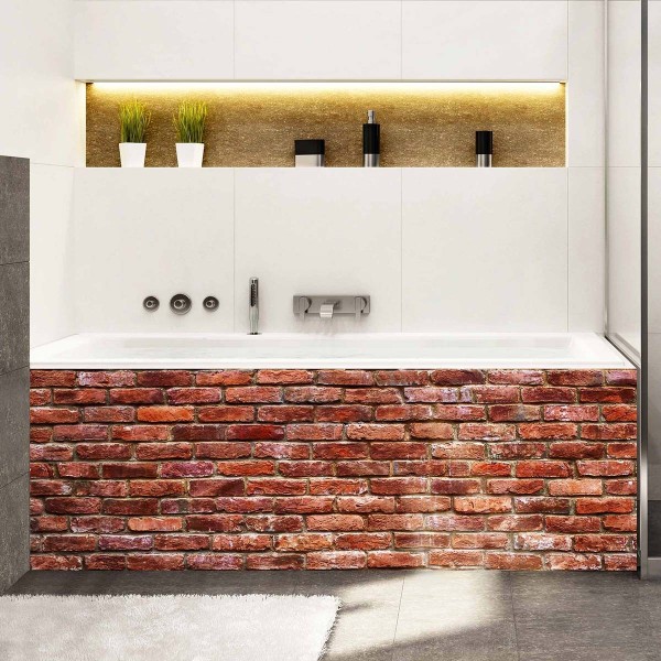 Tablier de baignoire style industriel mur de briques
