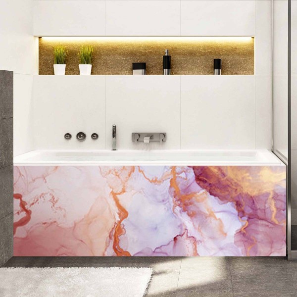 Tablier de baignoire chic marbre rose et violet