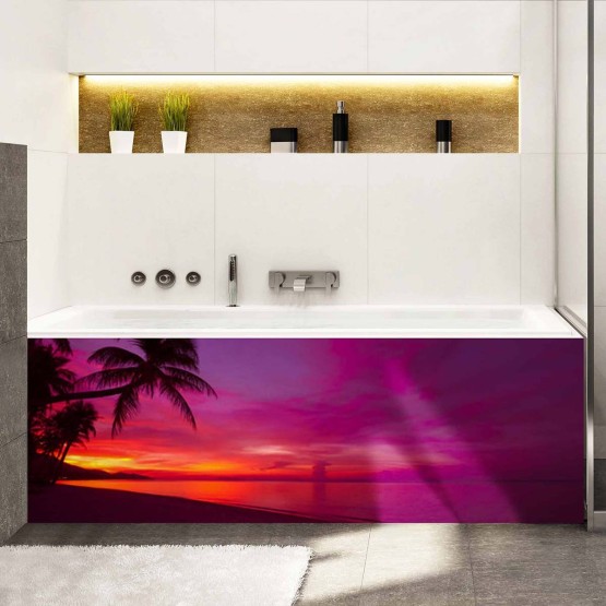 Tablier de baignoire coucher de soleil exotique