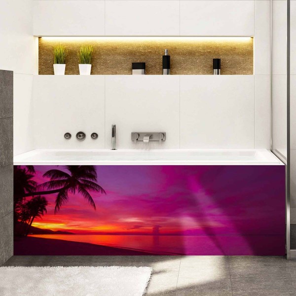 Tablier de baignoire coucher de soleil exotique