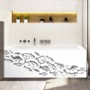 Tablier de baignoire banc de poissons noirs et blancs