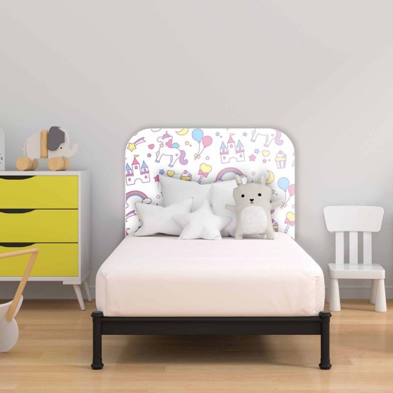 Tête de lit Enfant Chateaux et licornes
