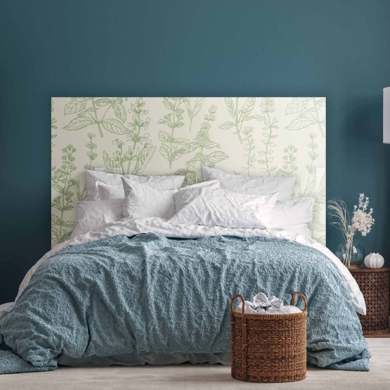 Tête de lit motif fleurs sauvages