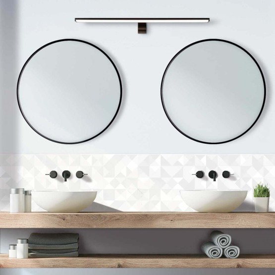 Crédence de salle de bain graphique gris et blanc