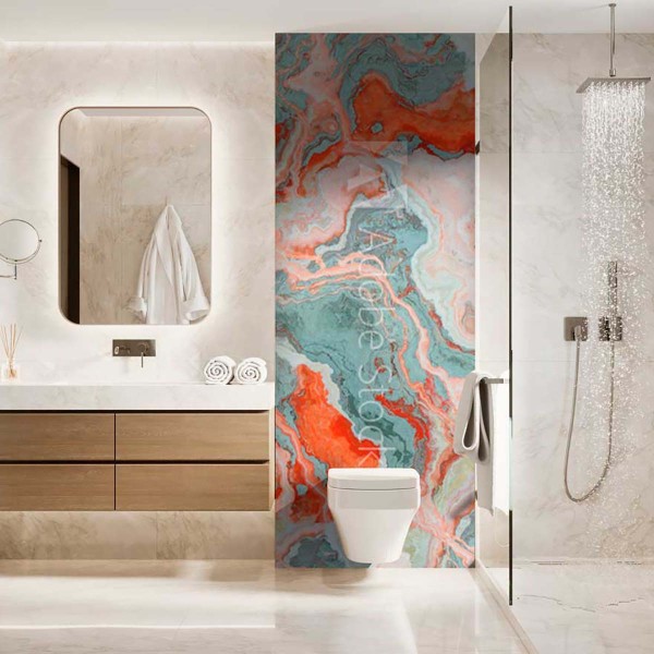 Panneau WC marbré multicolore