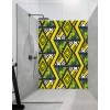 Panneau Douche motifs wax vert et jaune