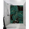 Panneau Douche art déco feuilles vertes et dorées