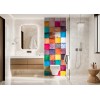 Panneau WC impression cubes de bois multicolores